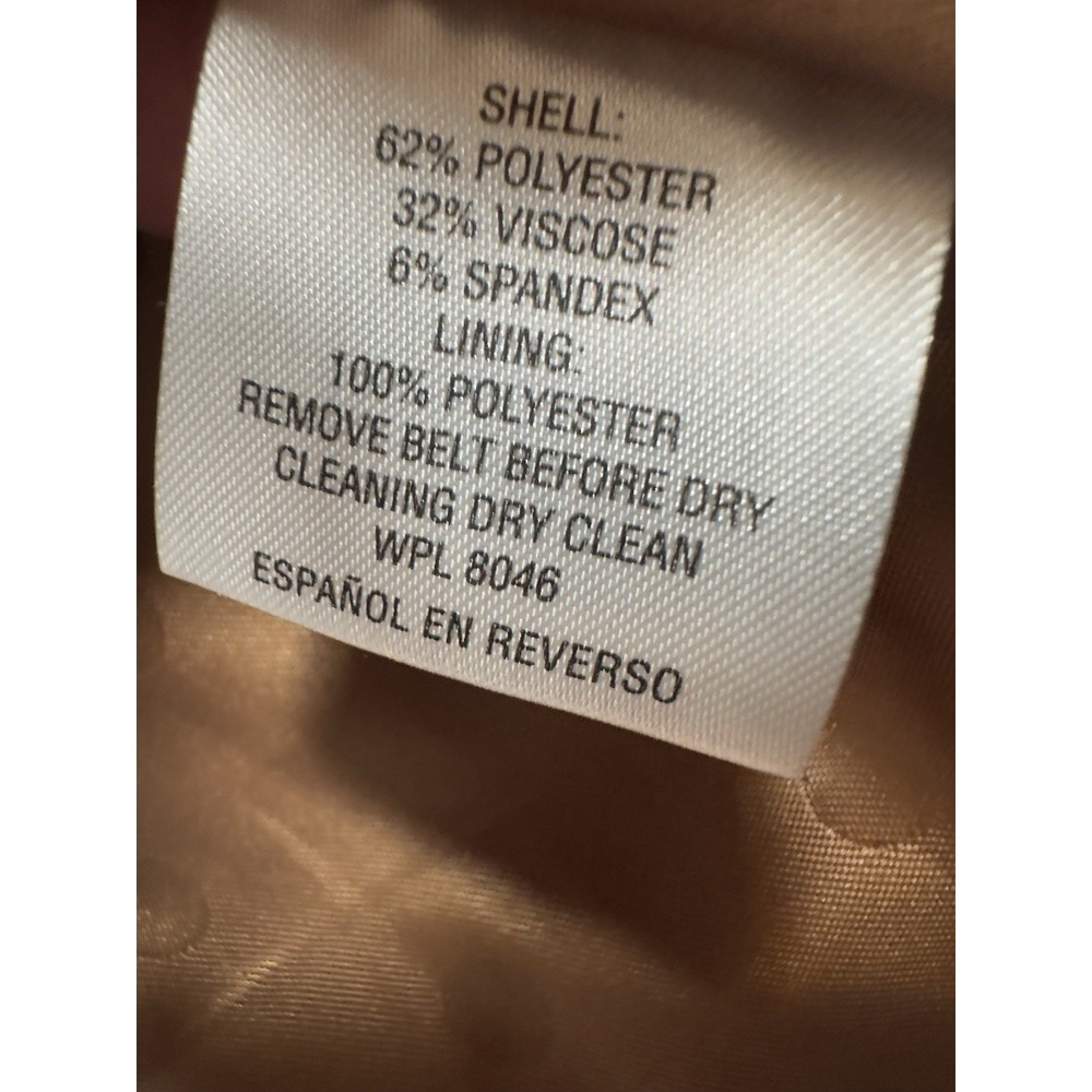 Charter Club Trench Coat Women 16 Camel Tan Double Breasted Belted Classic Lined - Picture 10 of 16